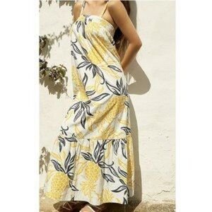 Anthropologie Floral Flounced Maxi Dress S